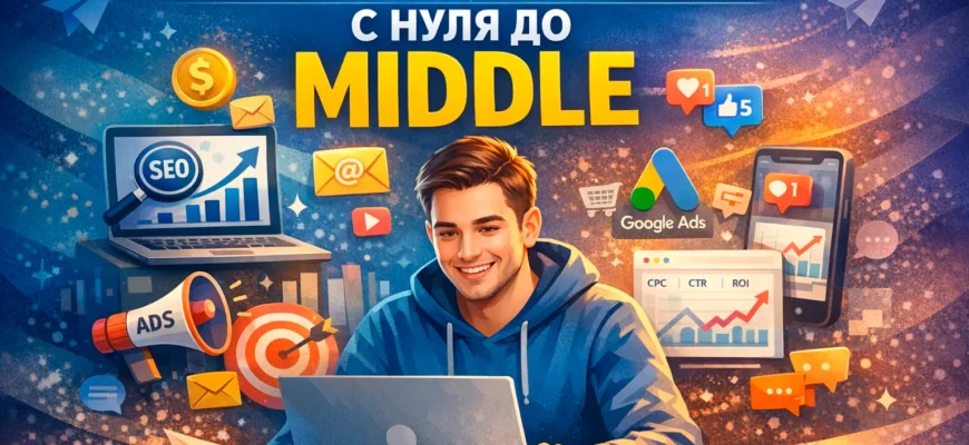 Сравнение профессий в digital-маркетинге: таргетолог, контекстолог, трафик-менеджер. Инфографика с ключевыми навыками для начинающих.