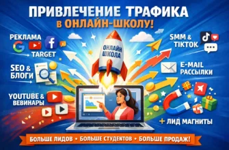 Схема работы органического трафика: запрос пользователя в YouTube -> обучающее видео -> бесплатный чек-лист -> подписка -> воронка продаж онлайн-курса.
