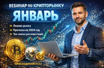 Иллюстрация: человек в стрессе смотрит на хаотичные графики криптобиржи, символы страха и потерь.